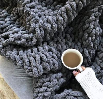 China Anti-pilling Chenille Throw Blanket - Blankets and Throws for Sofa - Large Throw Blanket INCHES 50X60 (Slate Grey) for sale