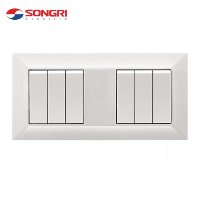 China High Quality PC ABS CE Approval Dual 3 Gang 1 Way Power Switch White Switch for sale