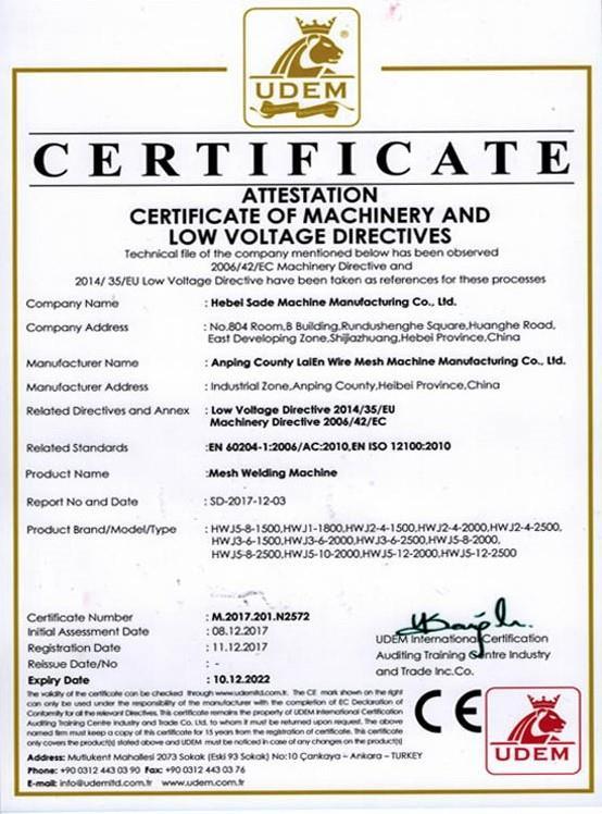 CE - Hebei Sade Machine Manufacturing Co., Ltd.