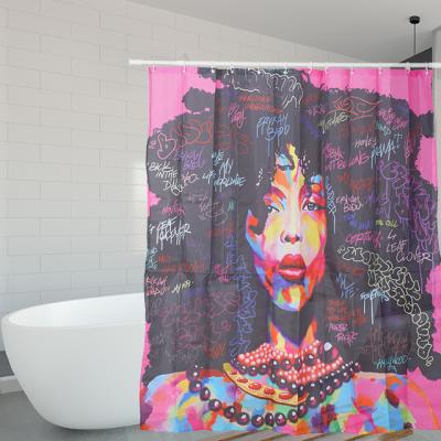 China Wholesale New Fashion Modern Trend 3d Sets Custom Digital Printing African Girl Shower Curtain for sale