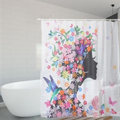 China Modern Custom Digital 3D Printing Sets Waterproof Polyester Shower Curtain for sale