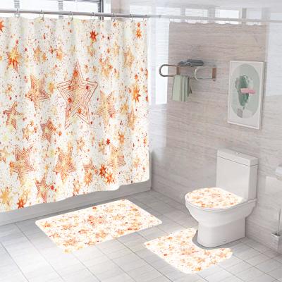 China Modern Wholesale High Quality Polyester 3d Bathroom Shower Curtain Set for sale