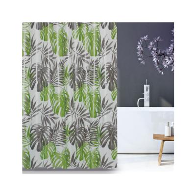 China Wholesale Modern Design Bathroom Waterproof PEVA Shower Curtain Waterproof Curtains Leaves Design Shower Curtain for sale