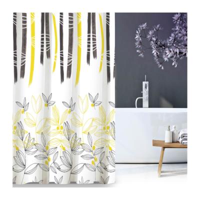 China Yellow PEVA Flower Shower Curtain Modern Design Shower Curtains Wholesale Waterproof Viable Bathroom Curtains for sale