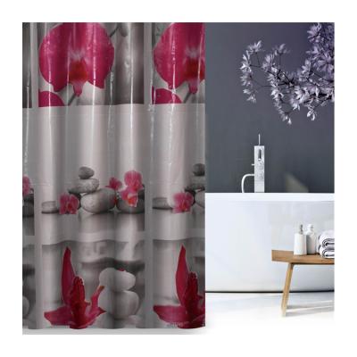 China PEVA Red Flower Shower Curtain Modern Design Shower Curtains Wholesale Waterproof Viable Bathroom Curtains for sale