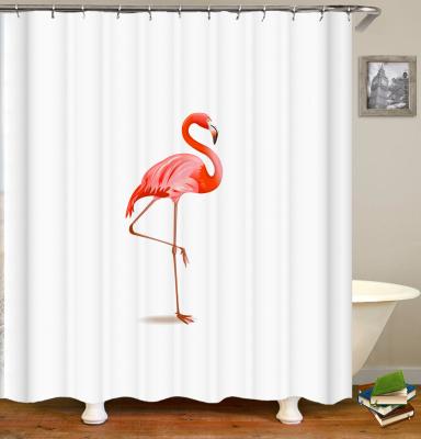 China Sustainable Flamingo 3D Digital Printing Polyester Home Shower Curtain for sale