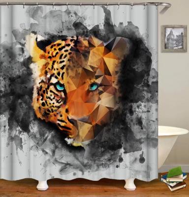 China Sustainable Wholesale Animal 3D Digital Printing Home Use Polyester Shower Curtain for sale