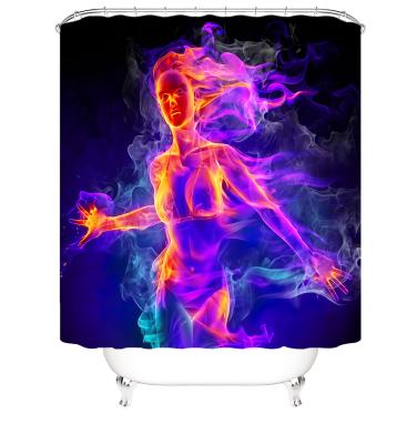 China 2021 Sustainable Wholesale 3D Digital Printing Waterproof Bathroom Shower Curtains Polyester Shower Curtain for sale