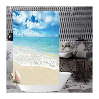 China Amazon Sustainable Wholesale Beach 3D Digital Printing Bathroom Shower Curtains Polyester Shower Curtain for sale