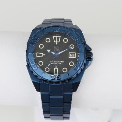 China Day/Date Customized Super Bright Color 20ATM Seiko NH35 Movement Dial With Solid Strap Full Blue Samurai Watches SKX007 for sale