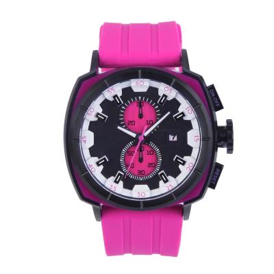 China Automatic Date Gathering Stainless Steel Quartz Watch With Silicone Strap for sale