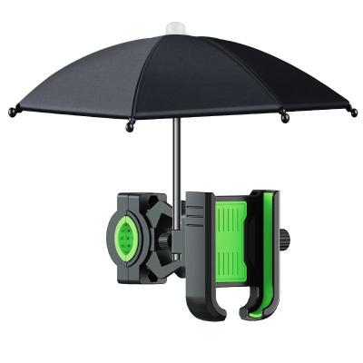 China Adjustable Mini Sunshade Umbrella Parasol Motorcycle Phone Mount Holder Cute Mobile Phone Holder with Sun Umbrella for sale