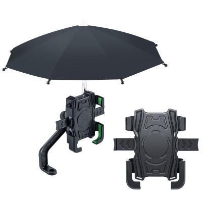 China Adjustable Waterproof Rear View Mirror Cell Phone Holder Motorcycle Mobile Phone Holder with Sunshade Umbrella for sale