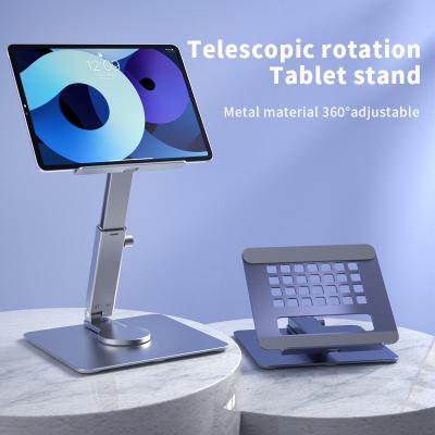 China Adjustable 360 Degree Rotating Telescopic Desktop Tablet Stand Holder Foldable Aluminum Alloy Tablet Holder Desk for sale