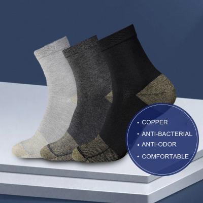 China Spring Copper Fiber QUICK DRY Manufacturer Crew Socks Antibacterial Men's Deodorant Copper Socks for sale