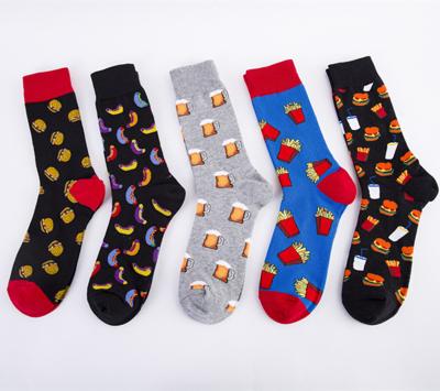 China Wholesale Non-slip Casual Food Pattern Creative Men Plus Size Cotton Hoops Fashion Happy Crew Socks for sale