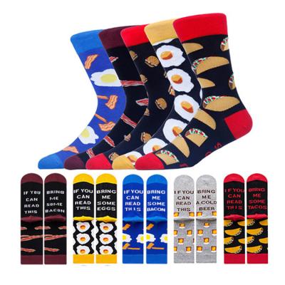 China Hip-hop Skateboard Fashion Men's Crew Socks Street Cotton Cartoon Food Theme Anti-slip Socks for sale