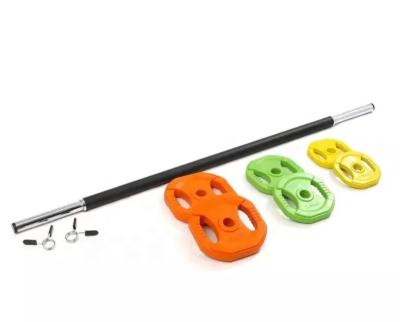 China Universal Chrome Weight Lifting Grip Weight Plates Deluxe Colored Steel Material Adjustable Barbell Set for sale