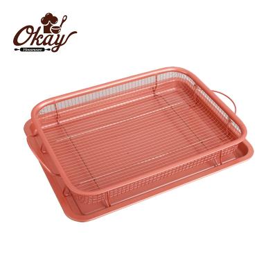 China BK-D6075A Sustainable Copper Crisper Tray, Deluxe Air Frying In Oven, Bakeware Set For Oven With Vivid Pan And Baking Tray for sale