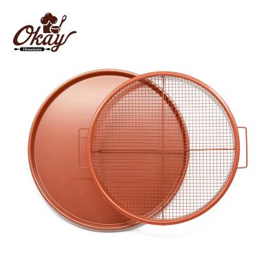 China BK-D6074B Copper Crisper Sustainable Tray, Deluxe Air Fry In Oven, 2-Piece Set, Pan (Round - Large) for sale