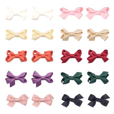 China Ribbon hair accessories kids cartoon solid color soft simple hair clips baby hits pins bow hairpins for kids for sale