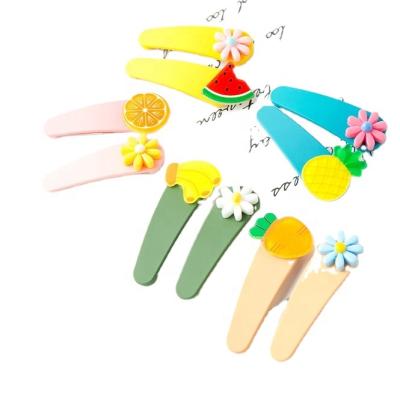 China Fashion Girl Hair Accessories Sweet Wholesale Kids Acrylic Plastic BB Clips Flower Fruit Candy Color Hairpins for sale