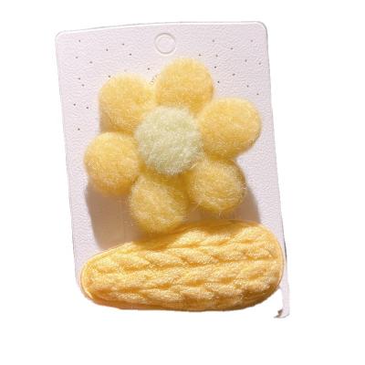 China Cute knitted hot baby hair clip candy color flower of European and American hair jewelry children's hair jewelry direct selling manufacturer style hairpin lovely gifts for sale