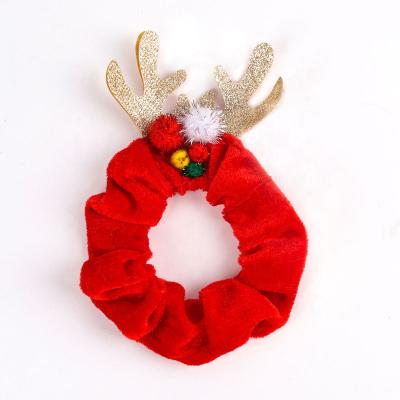 China ENGLAND STYLE Wholesale Custom Sweet Women Christmas Hair Bands Elastic Girls Velvet Hair Scrunchies Fabric Decorated Large Hair Scrunchies for sale