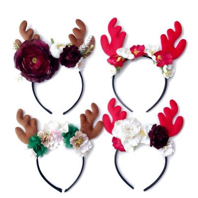 China New 2021 Lovely Flower Headband Christmas Headband Cartoon Christmas Elk Headband Christmas Party Deer Christmas Headband Wholesale for sale