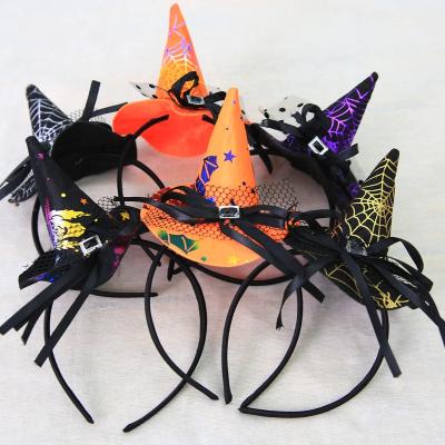 China Fashion wholesale witch pointed hat Halloween and Christmas headbands party headband lace Christmas hot selling headbands for sale