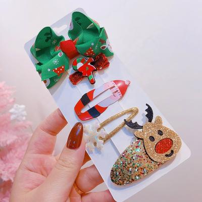 China Cute Christmas Hair Clip Accessories Barrette Hair Clips Hair Pin Sets Bobby Pins Fashion Fabric Bow Christmas Hair Clips Lovely for sale