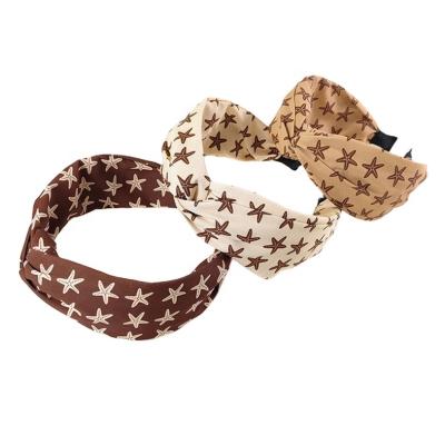 China Simple Fabric Wholasale Women Hair Accessories Cloth Cross Retro Starfish Wide Brim Headbands Headbands For Girl for sale