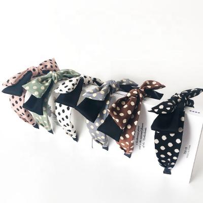 China Wholesale Fashion Cloth Hairhoop Simple Wide Edge Cloth Headband Female Wave Dot Print Wave Dot Headbands for sale