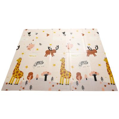 China Anti-Slip Cartoon Animal Pattern Safe Reversible Double Sides Design Thicker Baby Safe Foldable Foam Floor Crawling Mat Baby Play Mat for sale