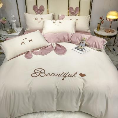 China New summer anti-static cartoon washed ice silk children's 3-piece bedding set for sale