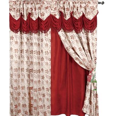 China Hot Selling Blackout USA Blackout Fast Ship Floral Ready Made Two Layer Curtain Jacquard Rod Pocket Drapery Living Room Wholesale Curtain 3 Colors for sale