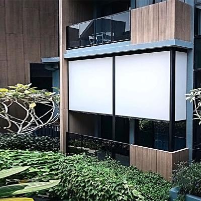 China Modern Zipper Track Windproof Waterproof Outdoor Pergola Roller Blind Adjustable Smart Remote Control Motorised Pergola Roller Blinds for sale