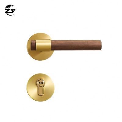 China Household Door Locks Size Quality Door Lock Luxury Northern Europe Style Black Walnut Solid Wood Handles Brass Door Lock for sale