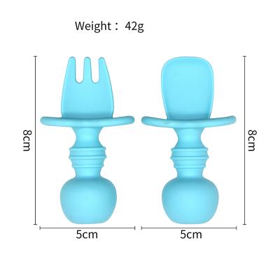 China BHD Silicone BPA Free First Self Teether Feeding Spoon Fork Sets For Baby for sale