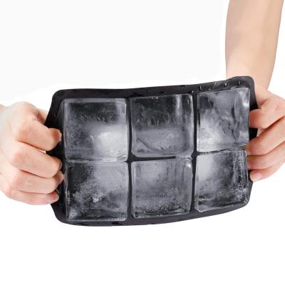 China Large Viable Ice Cube Mold, Whiskey Ice Cube Large Frozen Rocks Silicone Ice Cube Tray for sale