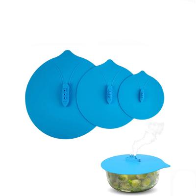 China BHD Non Spill Dishwasher Safe Silicone Bowl Lid Set Of 3 Reusable Steam Suction Cover Keep Food Fresh for sale