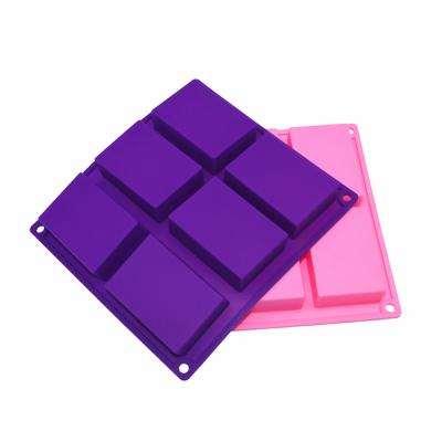 China BHD Disposable Logo Food Grade DIY 6 Cavity 3D Custom Rectangle Easy To Clean Homemade Craft Silicone Soap Mold for sale