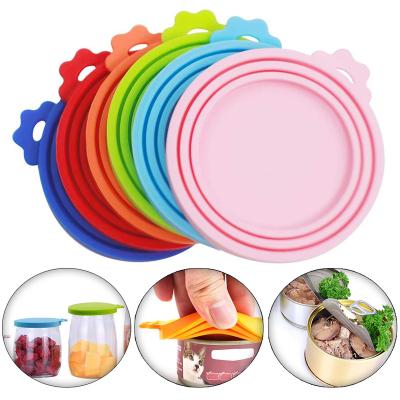 China 2020 Viable Newest Food Grade Silicone Can Lid Well-Sealed Waterproof Funny Cute Round Tin Can Lid Convenient Use for sale