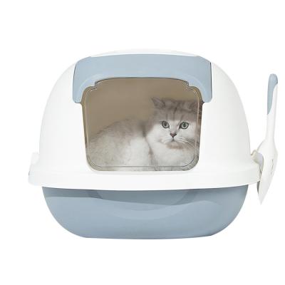 China New Large Space Sustainable Colorful Plastic Cat Litter Box Narrow Cat Toilet Cat Litter Tray for sale