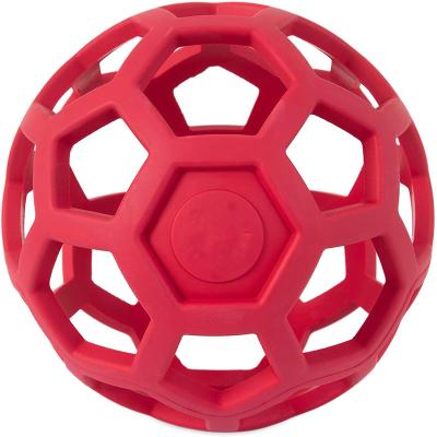 China Viable Geometric Cavity Ball Dog Chew Toy Natural Rubber Puzzle Ball Permeable Dog for sale