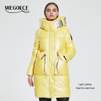 China Anti-wrinkle MIEGOFCE Autumn Winter Women Long Jackets 2021 padded parkas Hood Puff Jacket Female Cotton clothing ladies overcoat for sale