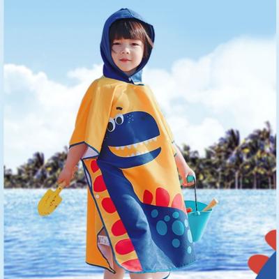 China Viable Custom Hooded Poncho Microfiber Kids Beach Towel Hooded Poncho For Kids for sale