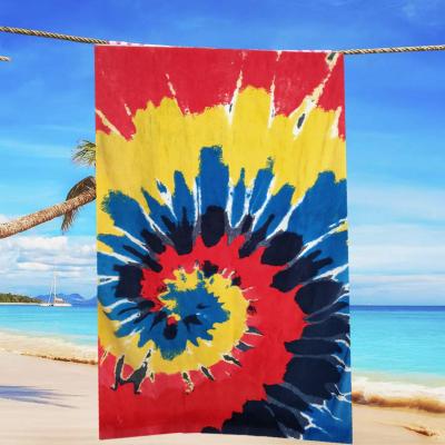 China QUICK DRY high quality 100% cotton velor reactive printing beach towel with custom logo print for sport for sale