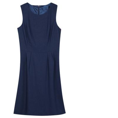 China Anti-Static Wholesale Front Pleat Dress Girls Women Denim Canvas Sleeveless Dress for sale