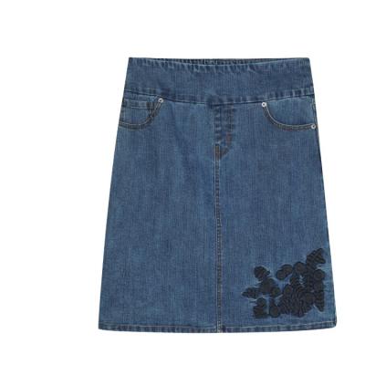 China Anti-Static Jeans Factory Wholesale Blue Vintage Washed Jean Short Skirt Women Denim Mini Skirt for sale